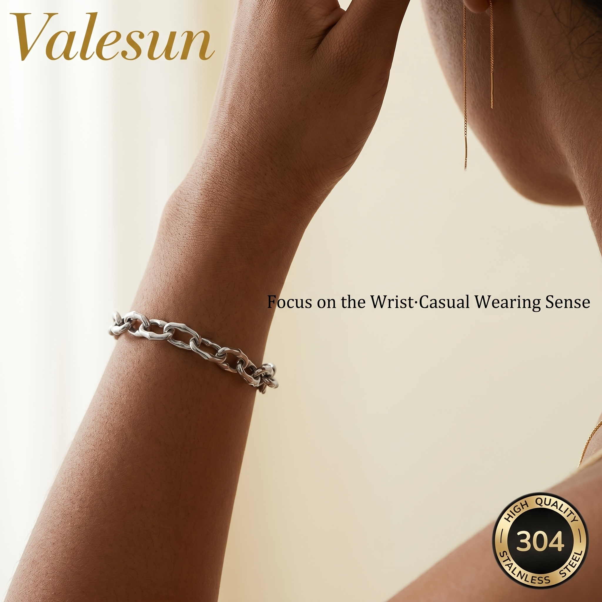 Men's Exquisite Silvery Punk Style 304 Stainless Steel Bracelet